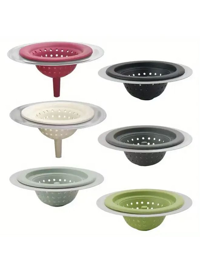 Grey Silicone Drain Filter Anti Clog Hair Catcher Odor Eliminator For Sink Bathtub Shower - Image 1